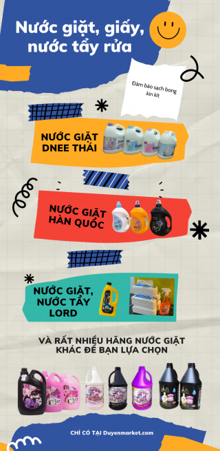 NƯỚC GIẶT, GIẤY, NƯỚC TẨY RỬA